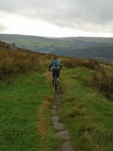 Brian descending the Whirlaw Common Packhorse Trail.